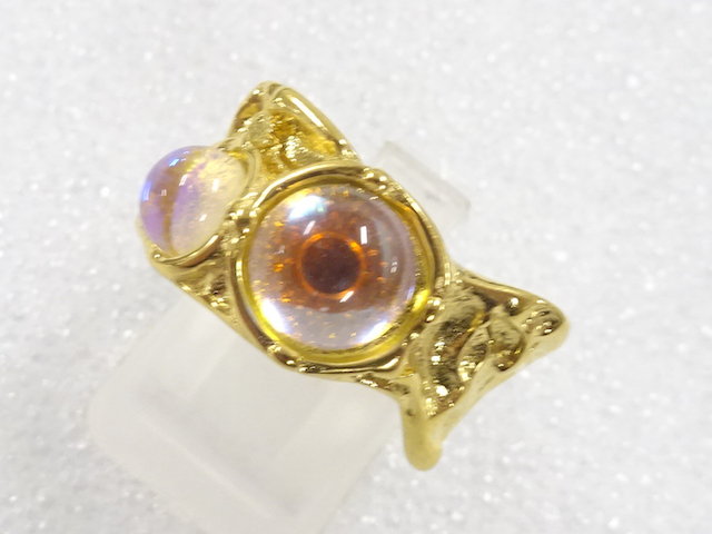 JAPANESE KIMONO / ANTIQUE COLORED STONE RING (SIZE 13)
